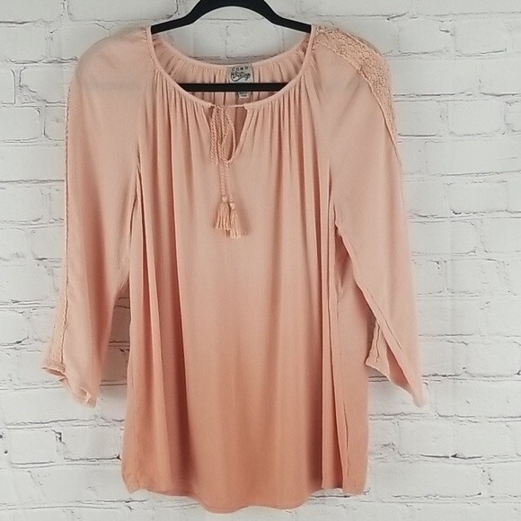 Como Vintage peach three quarter sleeve top size M - Picture 1 of 4